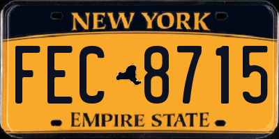 NY license plate FEC8715