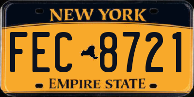 NY license plate FEC8721