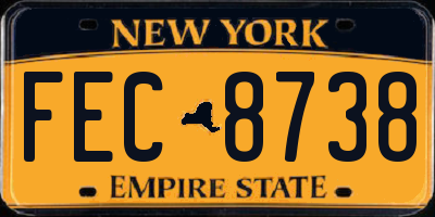 NY license plate FEC8738