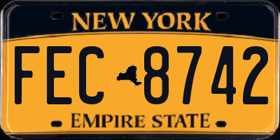 NY license plate FEC8742