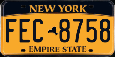 NY license plate FEC8758
