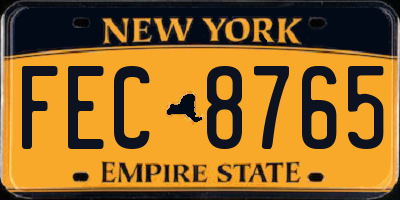 NY license plate FEC8765