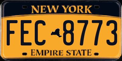 NY license plate FEC8773