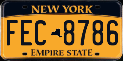 NY license plate FEC8786