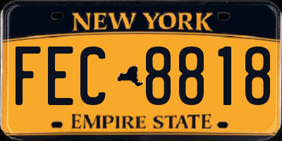 NY license plate FEC8818