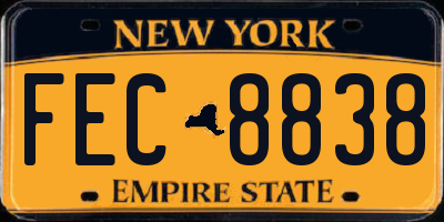 NY license plate FEC8838