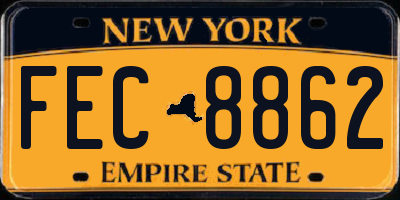 NY license plate FEC8862