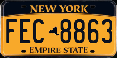NY license plate FEC8863