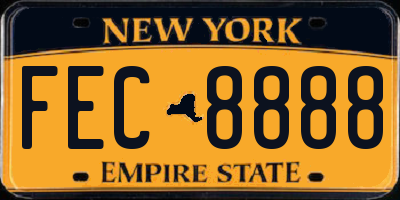 NY license plate FEC8888