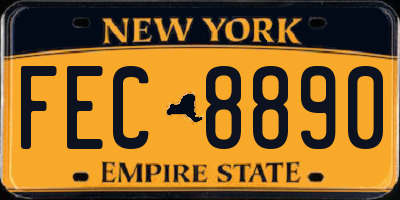 NY license plate FEC8890