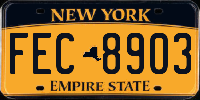 NY license plate FEC8903