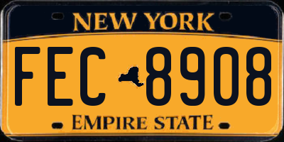 NY license plate FEC8908