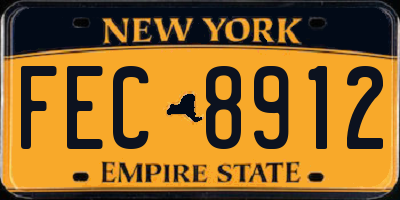 NY license plate FEC8912