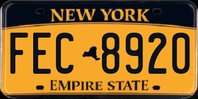 NY license plate FEC8920