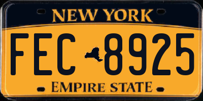 NY license plate FEC8925