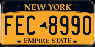 NY license plate FEC8990