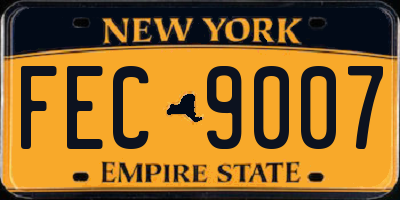 NY license plate FEC9007