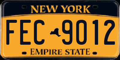 NY license plate FEC9012