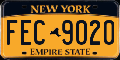 NY license plate FEC9020
