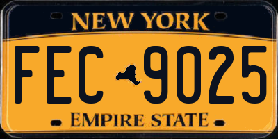 NY license plate FEC9025
