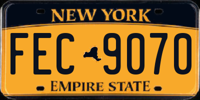 NY license plate FEC9070