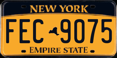 NY license plate FEC9075