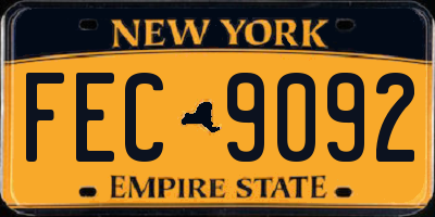 NY license plate FEC9092