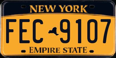 NY license plate FEC9107