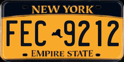 NY license plate FEC9212
