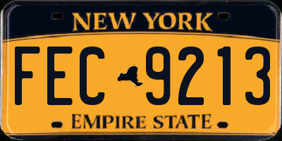 NY license plate FEC9213