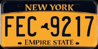 NY license plate FEC9217