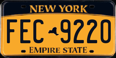 NY license plate FEC9220