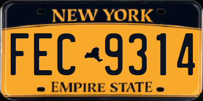 NY license plate FEC9314