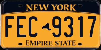 NY license plate FEC9317