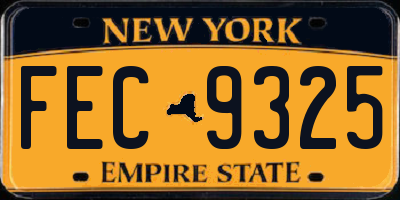 NY license plate FEC9325