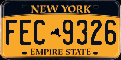 NY license plate FEC9326