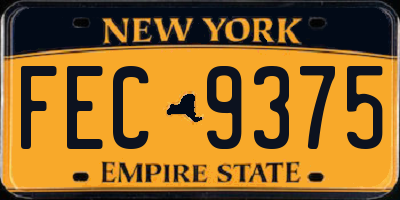 NY license plate FEC9375