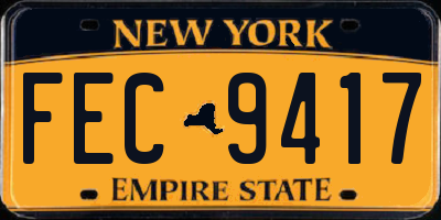 NY license plate FEC9417