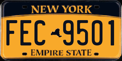 NY license plate FEC9501