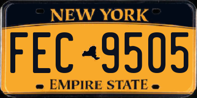 NY license plate FEC9505