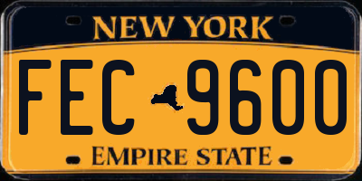 NY license plate FEC9600