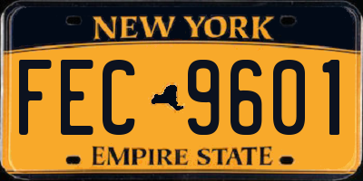 NY license plate FEC9601
