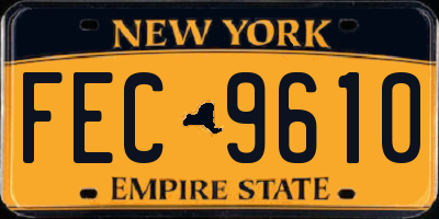 NY license plate FEC9610