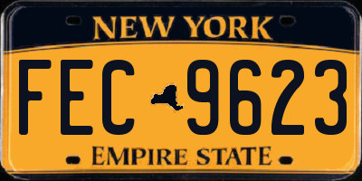 NY license plate FEC9623