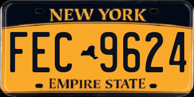 NY license plate FEC9624