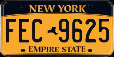 NY license plate FEC9625