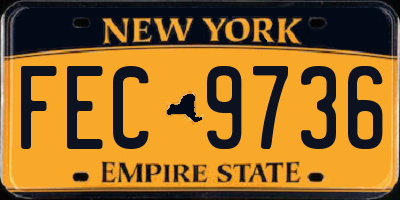 NY license plate FEC9736