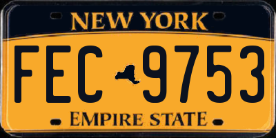 NY license plate FEC9753