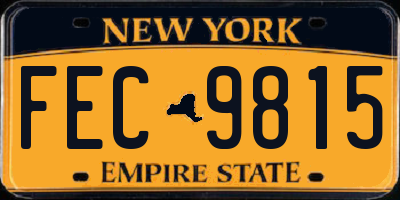 NY license plate FEC9815