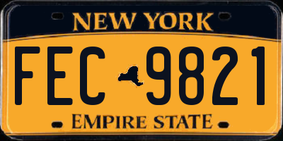 NY license plate FEC9821